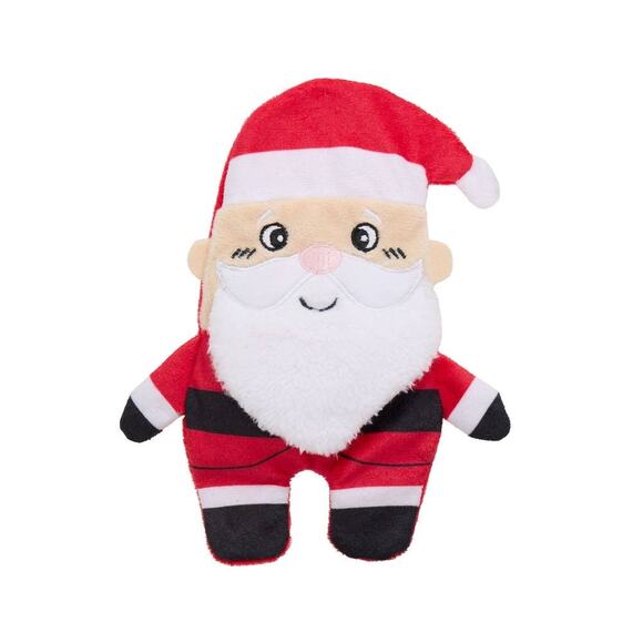 Merry & Bright Flattie Santa Squeak Crinkle Dog Toy Plush Shake Toss Christmas - Picture 1 of 4